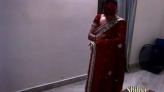 Beautiful Hot Indian Wife Shilpa In Red Sari